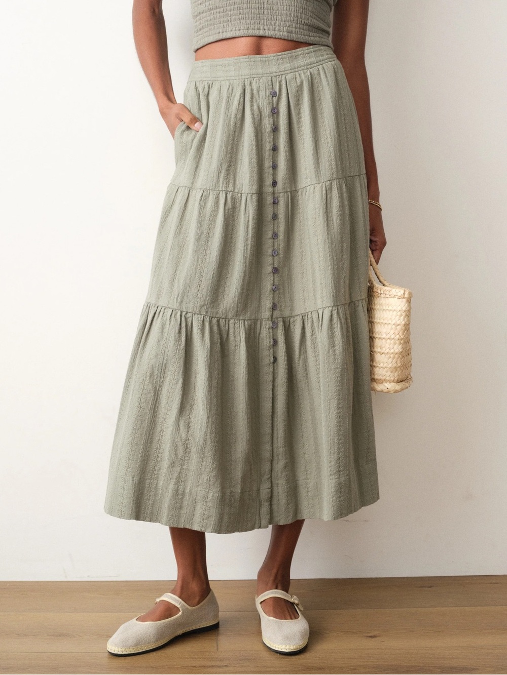 Marine Layer Lana Button-Through Skirt - Extra Small / sage Xs new with tags nwt